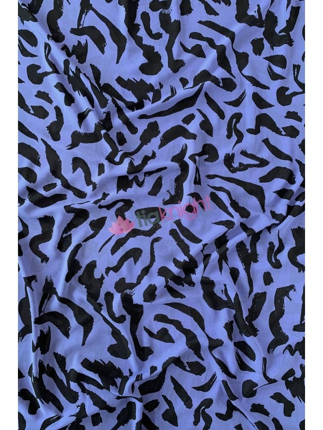 Chiffon Soft Touch Sheer Fabric- Blue Pebble Strokes SQ763 BLBK