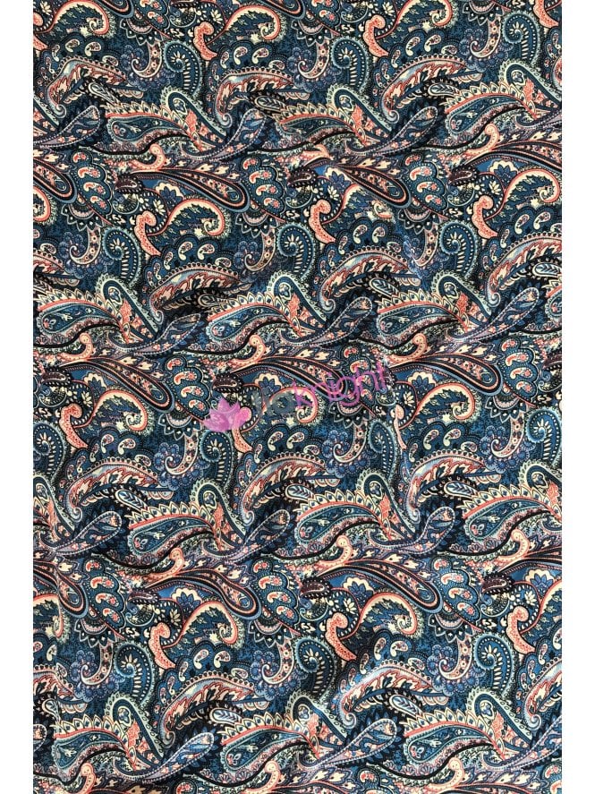 Chiffon Soft Touch Sheer Fabric- Blue/Red Paisley Paradise CHF241 BLRD