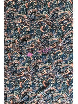 Chiffon Soft Touch Sheer Fabric- Blue/Red Paisley Paradise CHF241 BLRD