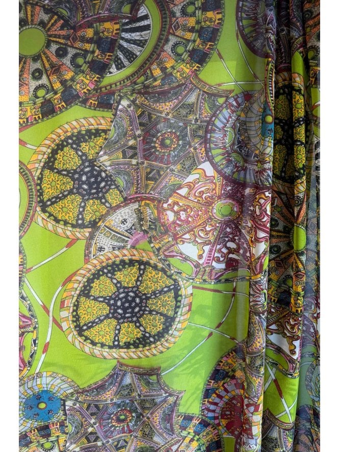 Chiffon Soft Touch Sheer Fabric- Boho Lime/Multi SQ952 LMLT