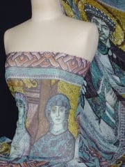 Chiffon Soft Touch Sheer Fabric - Cathedral Mosaic Blue CHF181 BLMLT