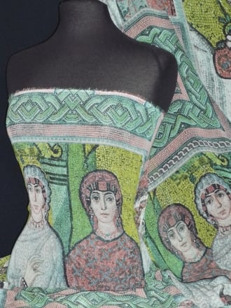 Chiffon Soft Touch Sheer Fabric - Cathedral Mosaic Green CHF181 GRMLT