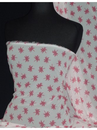 Chiffon Soft Touch Sheer Fabric- Coral/ Ivory Palm Trees Q1320 IVCRL