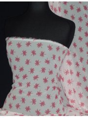 Chiffon Soft Touch Sheer Fabric- Coral/ Ivory Palm Trees Q1320 IVCRL
