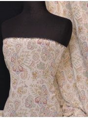 Chiffon Soft Touch Sheer Fabric- Coral Vintage Floral Q361 CRL