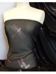 Chiffon Soft Touch Sheer Fabric- Dragonfly Black CHF211 BKPPL