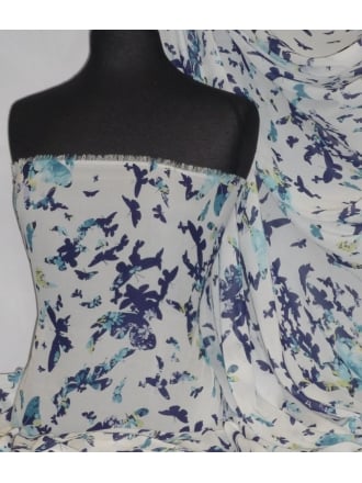 Chiffon Soft Touch Sheer Fabric - Flutter Butterfly CHF55 BLWH