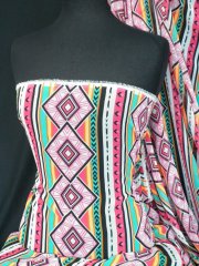 Chiffon Soft Touch Sheer Fabric - Geo Tribal Q1359 MLT