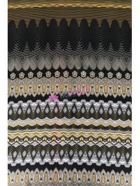 Chiffon Soft Touch Sheer Fabric- Golden Embroidery Black/Gold CHF245 BKGD