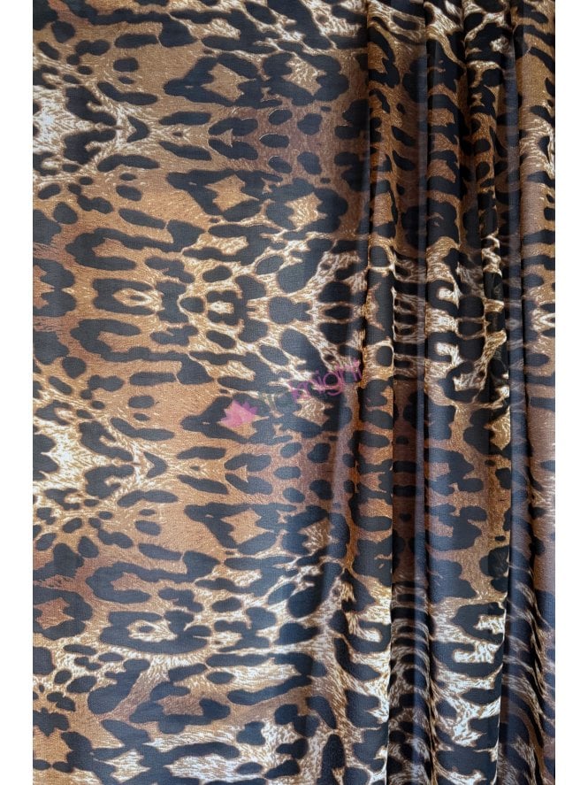 Chiffon Soft Touch Sheer Fabric- Leopard SQ956 BRBK