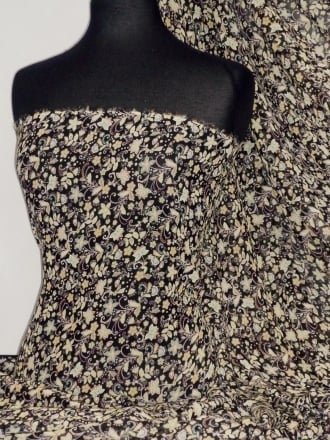 Chiffon Soft Touch Sheer Fabric - Liz Florals PCH30 BKYL