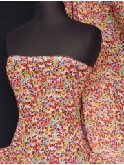 Chiffon Soft Touch Sheer Fabric- Lorna Red Floral Q363 MLT