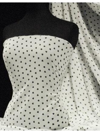 Chiffon Soft Touch Sheer Fabric - Love Hearts Q1108 BKIV