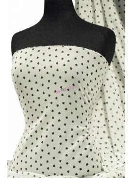 Chiffon Soft Touch Sheer Fabric- Love Hearts Q1108 BKIV
