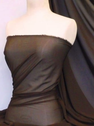 Chiffon Soft Touch Sheer Fabric Material- Brown Q354 BR