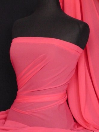 Chiffon Soft Touch Sheer Fabric Material- Lipstick Pink Q354 LPSPN