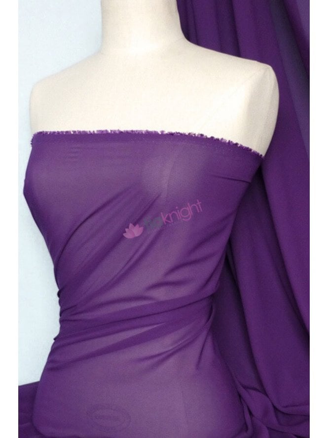 Chiffon Soft Touch Sheer Fabric Material- Purple Q354 PPL