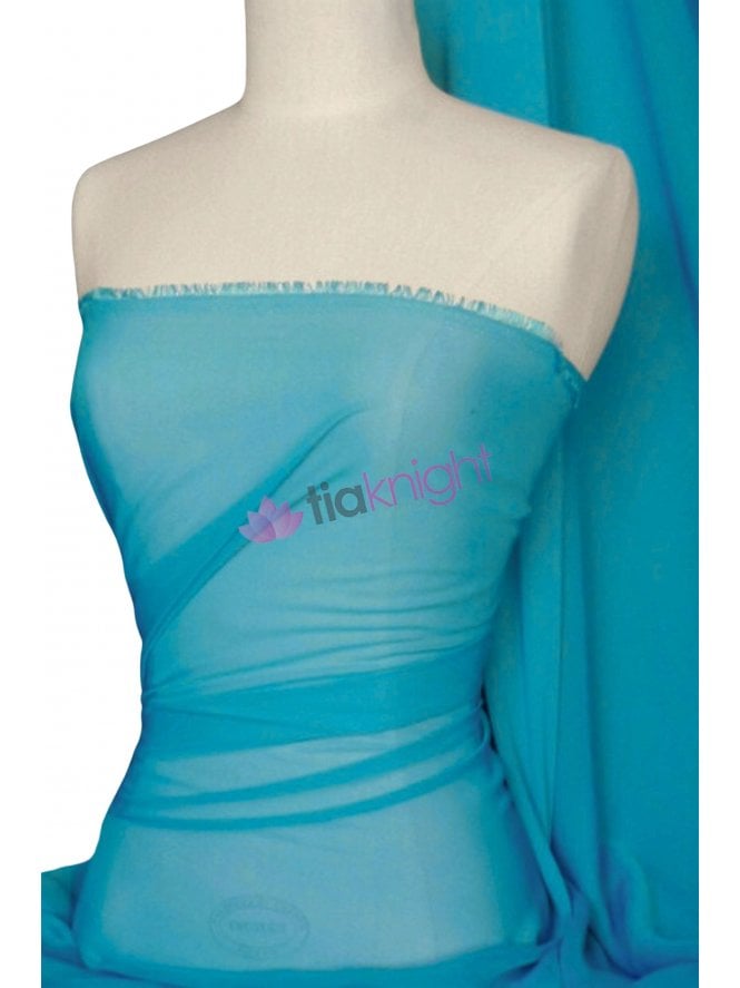 Chiffon Soft Touch Sheer Fabric Material- Turquoise Q354 TQS