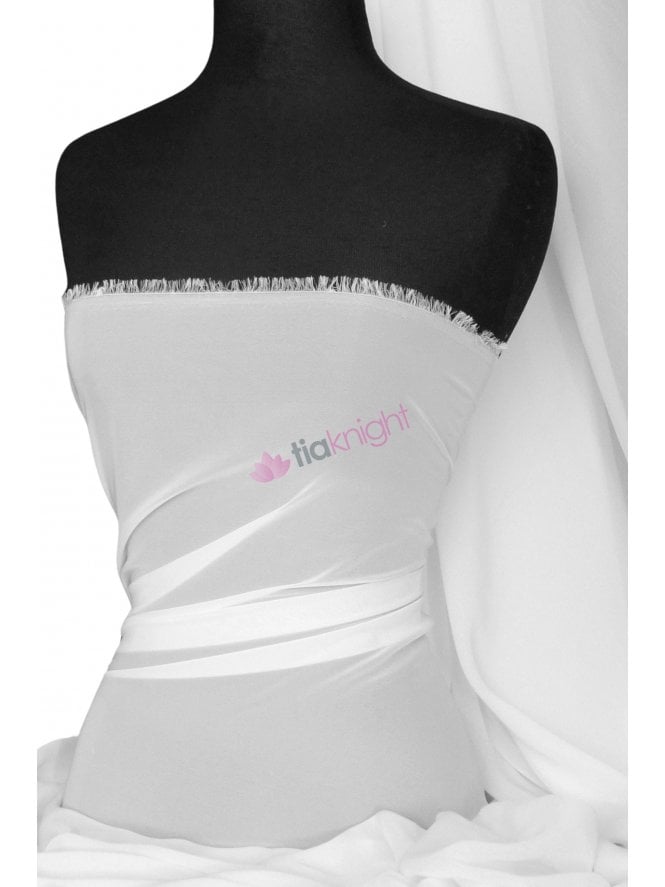 Chiffon Soft Touch Sheer Fabric Material- White Q354 WHT