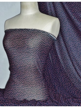 Chiffon Soft Touch Sheer Fabric - Navy/Pink Confetti PCH26 NYPN