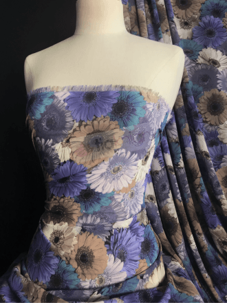 Chiffon Soft Touch Sheer Fabric- Purple Posies CHF263 PPL