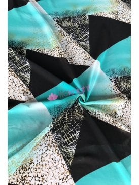 Chiffon Soft Touch Sheer Fabric- Reptile Patchwork Mint/Black CHF243 MNTBK