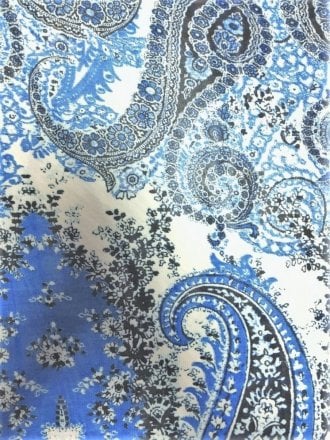 Chiffon Soft Touch Sheer Fabric - Sky Blue Paisleys CHF236 SKBL
