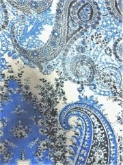 Chiffon Soft Touch Sheer Fabric - Sky Blue Paisleys CHF236 SKBL