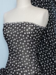 Chiffon Soft Touch Sheer Fabric- Star Gaze Q588 BKWHT