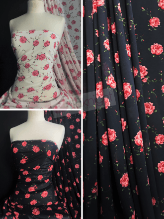 Chiffon Soft Touch Sheer Fabric- Sweet Roses CHF262