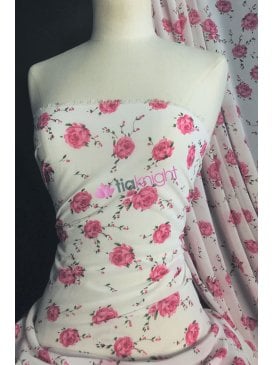 Chiffon Soft Touch Sheer Fabric- Sweet Roses CHF262