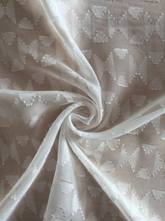 Chiffon Soft Touch Sheer Fabric- White Burnout CHF247 WHT