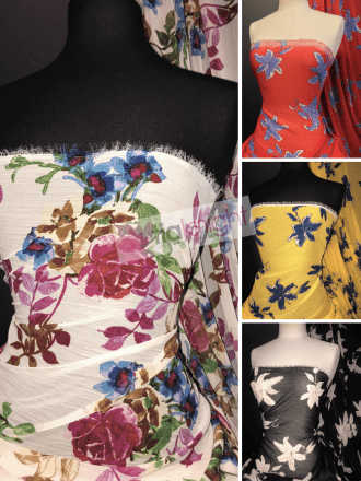 Chiffon Soft Touch Sheer Pleated Fabric- Lilies CHF258