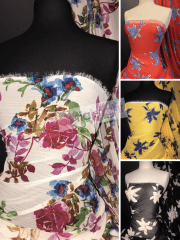 Chiffon Soft Touch Sheer Pleated Fabric- Lilies CHF258