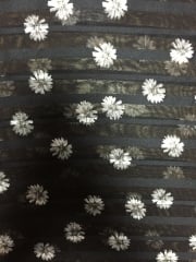 Chiffon Soft Touch Sheer Stripe Fabric - Ditsy Daisies CHF231 BKIV
