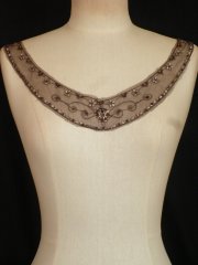 Chocolate Brown Floral Embroidered Net Neck Piece