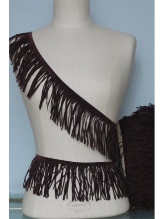 Chocolate Brown Suedette Fringe Trimming