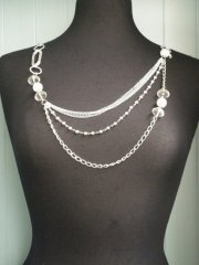 Clear Silver Beaded Chain Neck Showpiece