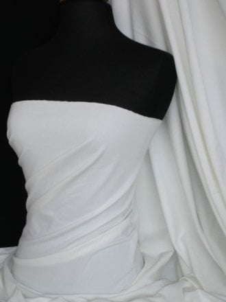 Clearance 100% Cotton Interlock Knit Soft Jersey Lightweight T-Shirt Fabric- White SQ175 WHT