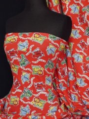 Clearance 100% Cotton Interlock Knit Soft Jersey T-Shirt Fabric- Red Zoo Animal Q434 RD