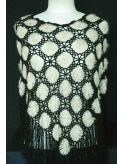 Clearance Black/Beige Acrylic Knit Poncho