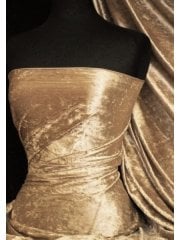 Clearance Crushed Velvet/Velour 4 Way Stretch Fabric- Golden Sand
