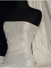 Clearance Crushed Velvet/Velour 4 Way Stretch Fabric- Ivory SQ404 IV