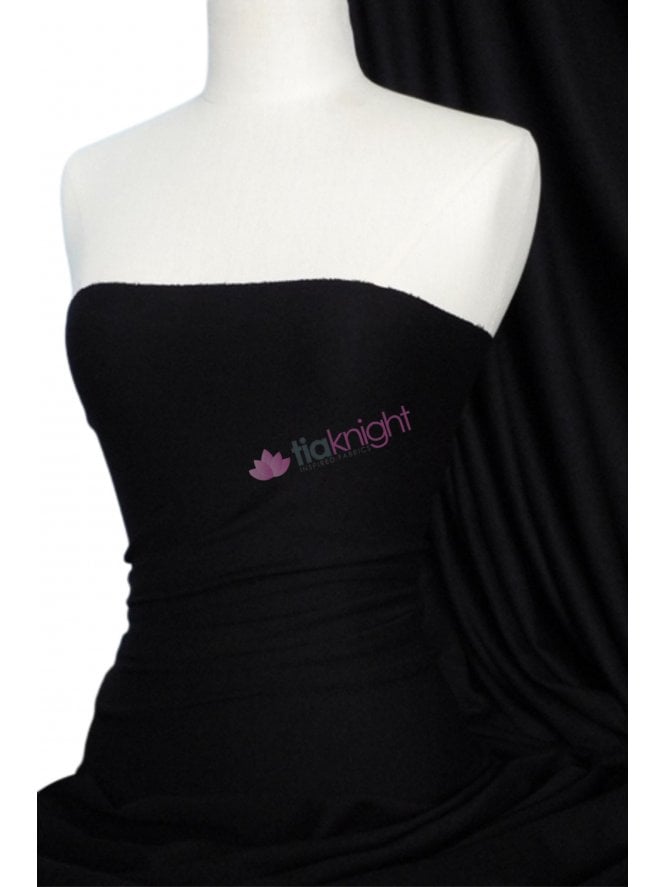 Clearance Enya Crepe 4 Way Stretch Jersey Fabric- Black Q1169 BK