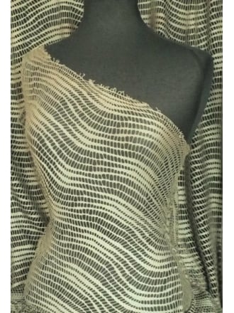 Clearance Fishnet Wave Polyester Elastine Material- Khaki Green SQ48 KHGR