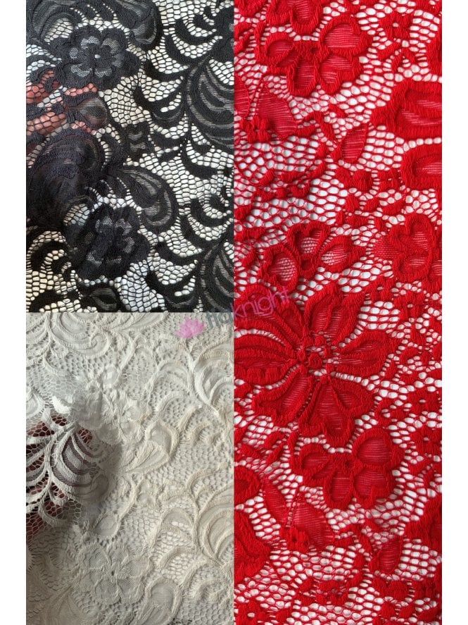 Clearance Lace Floral Crochet Stretch Dressmaking Fabric- SQ855