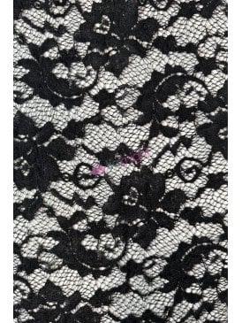 Clearance Lace Lotus (75cm Width) Stretch Net Dressmaking Fabric- SQ849 BK