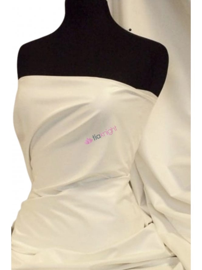Clearance Leatherette Fabric PVC Leather Stretch Scuba Material- Ivory PV199 IV