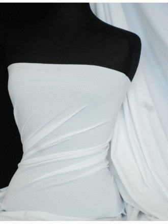Clearance Lycra Airtex Mesh 4 Way Stretch Sportswear Fabric By The Metre- White Q1334 WHT