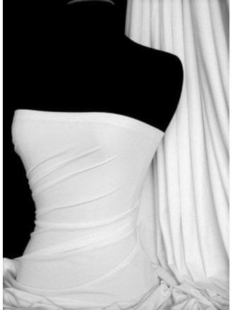 Clearance Matt Lycra 4 Way Stretch Light-Mid Weight Fabric- White SQ66 WHT